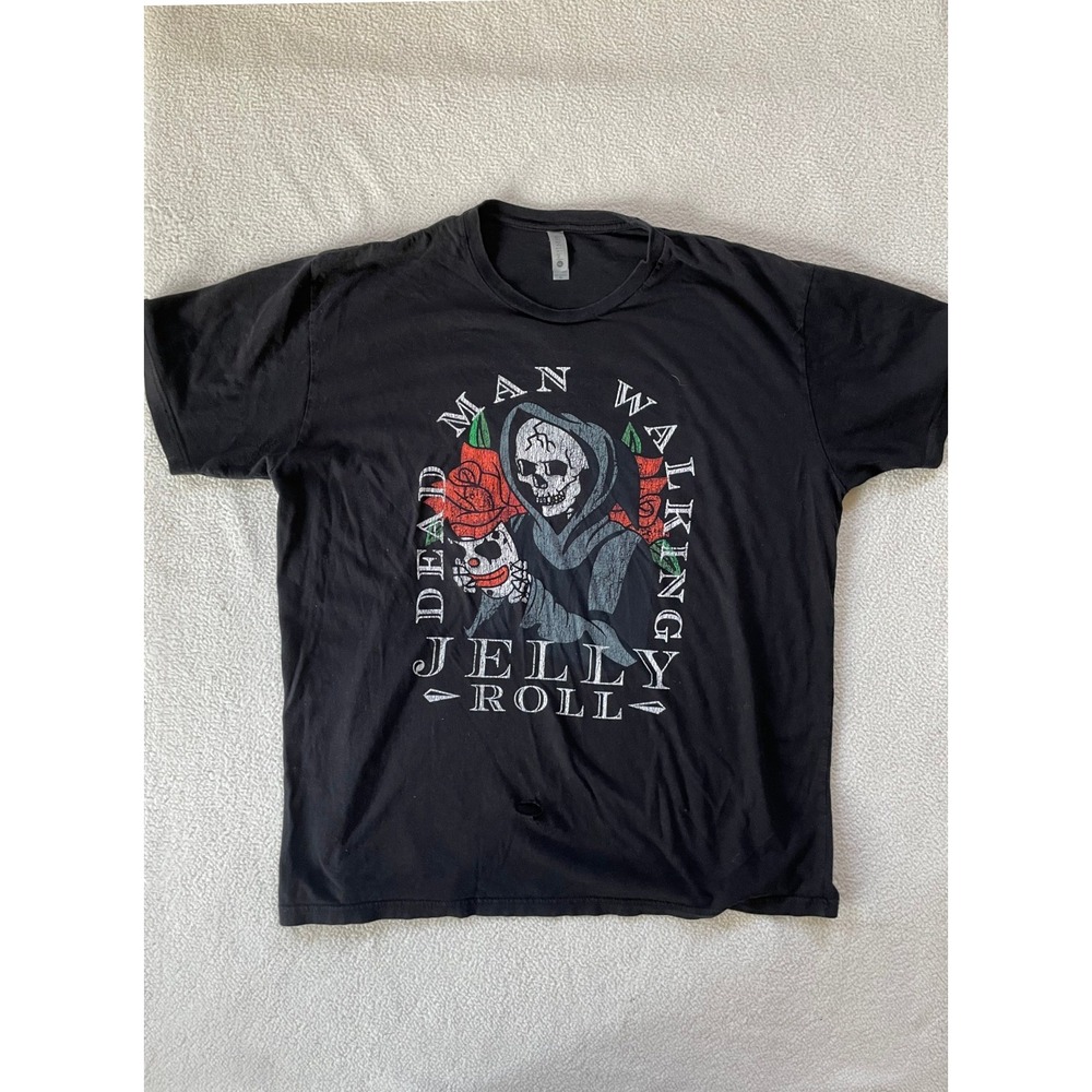 Hole - Next Level Men XL T-Shirt Black Jelly Roll Dead Man Walking Graphic Tee